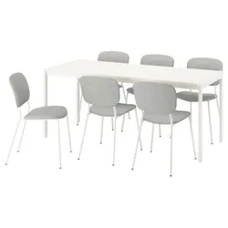 IKEA VIHALS / VIHALS(395.899.61) стол и 6 стульев, Белый/белый тибблби бежевый