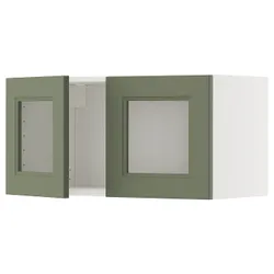 IKEA METOD(495.185.53) Настенный шкаф/2 стеклянные двери, Biały/Axstad Greya -green