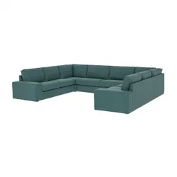 IKEA KIVIK (394.430.68) 7-місний підсвічений П-подібний диван, Kelinge сіро-бірюзовий