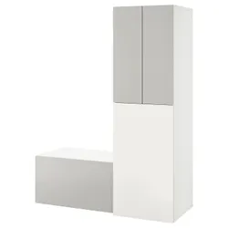 IKEA SMÅSTAD(694.838.16) шафа з висувним елементом, білий сірий / з лавкою з місцем для зберігання