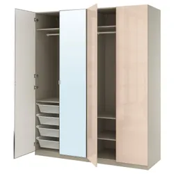 IKEA PAX / FARDAL/ÅHEIM(995.967.08) Комбінація гардеробу, Сірий -слиз -глос/світло -помаранчеве дзеркало