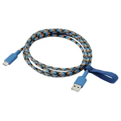 IKEA LILLHULT(206.176.95) USB-A на USB-C, синий/оранжевый