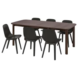 IKEA STRANDTORP / ODGER(094.829.85) стол и 6 стульев, коричневый / антрацит