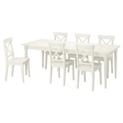 IKEA INGATORP / INGOLF(192.968.84) стол и 6 стульев, белый / белый
