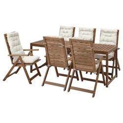 IKEA NÄMMARÖ(695.753.02) Таблица+6 распределительных стульев, снаружи, светло -коричневый/куддарна светло -серого.