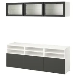 IKEA BESTÅ(095.751.78) Комбинация телевизора и стеклянной двери, белый Lappviken/Фельсвик антрацит