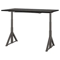 IKEA IDÅSEN(492.809.90) письмовий стіл з регулюванням висоти, чорний / темно-сірий