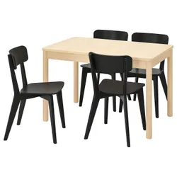 IKEA RÖNNINGE / LISABO(694.290.56) стол и 4 стула, береза / черный