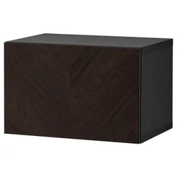 IKEA BESTÅ(594.261.43) шафа з дверцятами, чорно-коричневий хедевікен/дубовий шпон темно-коричневого кольору