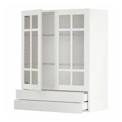 IKEA METOD / MAXIMERA(794.676.32) w w w 2 стеклянные двери / 2 ящика, белый/Стенсунд белый