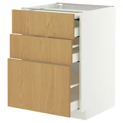 IKEA METOD / MAXIMERA(496.006.23) ST Cabinet с выдвижным верхом/3 -й, белый/синарп вокруг дуба