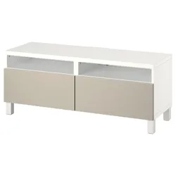 IKEA BESTÅ(794.199.38) Тумба под ТВ с выдвижными ящиками, белый/Лаппвикен/Стуббарп светло-серый/бежевый