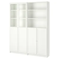 IKEA BILLY / OXBERG(792.807.24) книжкова шафа з панельними / скляними дверцятами, білий