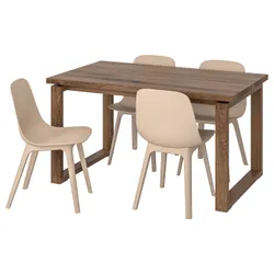 IKEA MÖRBYLÅNGA / ODGER(992.460.98) стол и 4 стула, коричневый белый / бежевый
