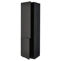 IKEA METOD(394.984.85) висока шафа з полицями/2 двері, чорний/матовий антрацит Nickebo