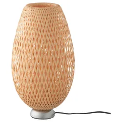 IKEA BOJA (601.522.79) Настільна лампа, нікельована, ротанговий бамбук