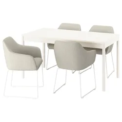 IKEA TONSTAD / TOSSBERG(395.966.50) Стол и 4 стула, Крем/Ганнараенный бежевый белый