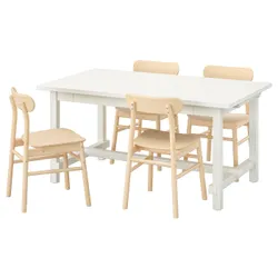 IKEA NORDVIKEN / RÖNNINGE (893.051.68) стол и 4 стула, белый / береза