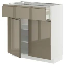IKEA METOD / MAXIMERA(995.764.61) Шаст STJ SZUF/2 DRZ, белый/voxtorp Gloss Dark -Brown