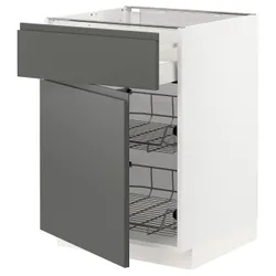 IKEA METOD / MAXIMERA(394.547.40) stj шафа / корзина др / ящик / двері, білий / Voxtorp темно-сірий