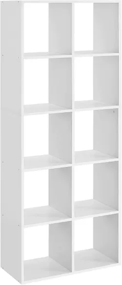 VASAGLE Bookcase, стелаж 10 кубів, стелаж для вітальні, кабінету, кабінету, спальні, перегородки, скандинавський стиль, білий