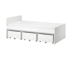 IKEA SLÄKT(893.860.70) каркас ліжка з 3 відділеннями для постільної білизни, білий