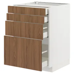 IKEA METOD / MAXIMERA(995.197.67) шафа з 4 фасадами/4 ящиками, білий/Тісторп імітація коричневого горіха