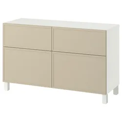 IKEA BESTÅ(995.978.02) поєднання полиці з дверцятами/шухлядами, Крукмакаре бежевий/Стуббарп білий