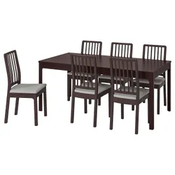 IKEA EKEDALEN / EKEDALEN(392.795.67) стол и 6 стульев, темно-коричневый / светло-серый Оррста