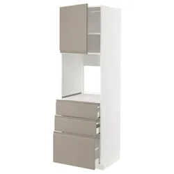 IKEA METOD / MAXIMERA(294.925.73) висока шафа/двері/3 шухляди, білий/Upplöv матовий темно-бежевий