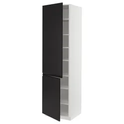 IKEA METOD(394.936.85) высокий шкаф с полками/2 двери, белый/Upplöv матовый антрацит