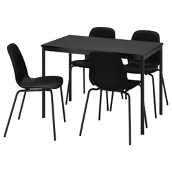 IKEA SANDSBERG / LIDÅS(095.090.51) стол и 4 стула, черный/черный/черный/черный