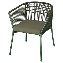 IKEA SEGERÖN(394.948.40) стул с подлокотниками, садовый, темно-зеленый/Frösön/Дувхольмен темно-бежевый зеленый