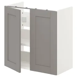 IKEA ENHET(593.236.49) умывальник с пол/дверью, белая/серая рамка