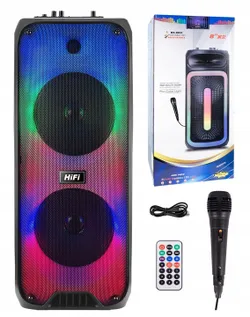 ПОТУЖНИЙ ПОРТАТИВНИЙ БУМБОКС BLUETOOTH ДИНАМІК USB SD AUX РАДІО МІКРОФОН КАРАОКЕ