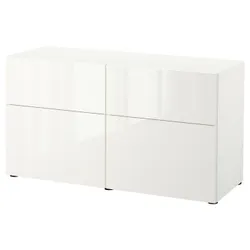 IKEA BESTÅ(293.247.73) поєднання полиці з дверцятами/шухлядами, білий / Selsviken глянцевий / білий