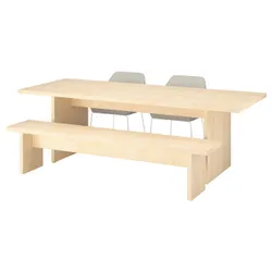 IKEA BERGSHYTTAN / TOSSBERG(396.084.03) Стол с 2 стульями и скамейкой, Эффект окрашивания OKL Brzoz/Gunnared Beige White