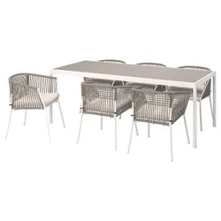 IKEA SEGERÖN(795.090.76) стіл+6 крісел, вул, білий/бежевий/Frösön/бежевий Duvholmen