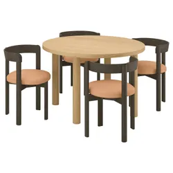 IKEA STOCKHOLM 2025 / STOCKHOLM 2025(895.800.05) Стол и 4 стула, Okl дуб/темно -коричневая кожа
