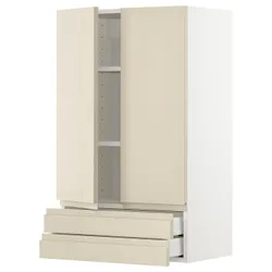 IKEA METOD / MAXIMERA(394.699.49) шафа, 2 двері / 2 ящика, білий/Voxtorp глянцевий світло-бежевий
