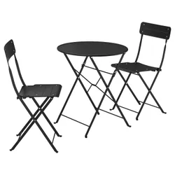 IKEA SUNDSÖ(195.730.27) Стол и 2 складных стульев, Внешний антрацит/антрацит