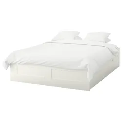 IKEA BRIMNES (890.187.42) Кровать с ящиками, белый, Luroy