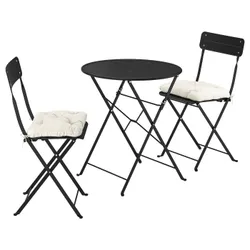 IKEA SUNDSÖ(695.732.61) Стол и 2 складных стульев, Внешний антрацит/антрацит Куддарна светло -серого серого.