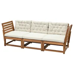 IKEA NÄMMARÖ(394.911.96) 3-местный модульный диван, садовый, подлокотник светло-коричневой морилки/Куддарна бежевый
