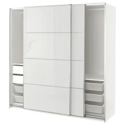 IKEA PAX / HOKKSUND(694.332.99) Гардеробная комбинация, белый/глянцевый светло-серый