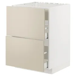 IKEA METOD / MAXIMERA(794.777.06) стоячий шкаф / вытяжка с ящиками, белый / Хавсторп бежевый