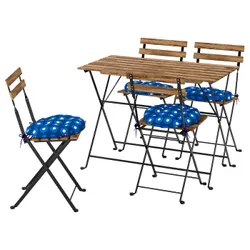 IKEA TÄRNÖ(295.761.86) Таблица+4 стула, снаружи, Складывание черного/светло -коричневого пятно/складывание Klösan Navy Blue