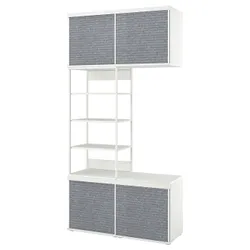 IKEA PLATSA(294.941.81) открытый шкаф с 4 раздвижными дверьми, белый ларколлен/темно-серый