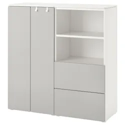 IKEA SMÅSTAD / PLATSA(694.288.96) стойка, белый / серый