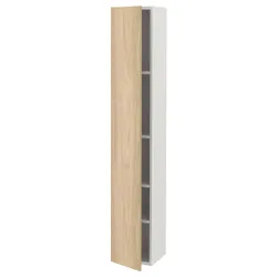IKEA ENHET(793.224.89) высокий шкаф 4 полки/дверь, белый / имитация дуб